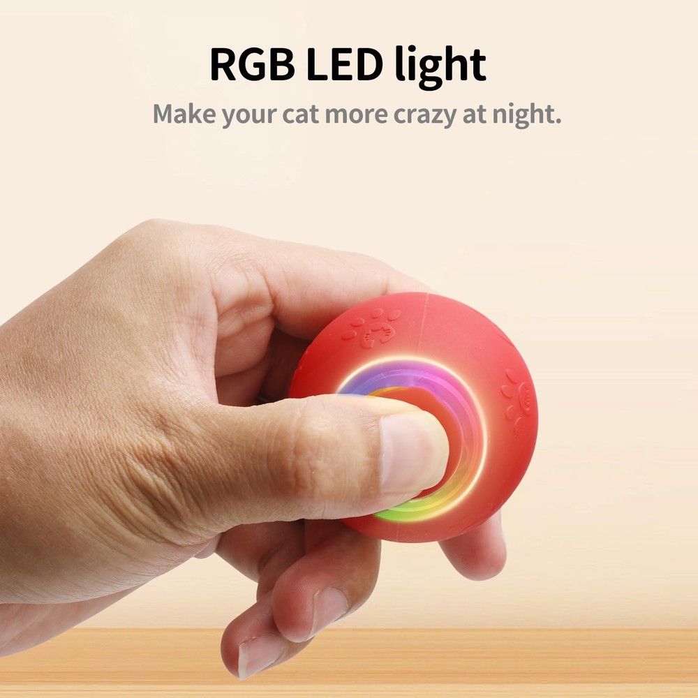 Interactive Cat Toy, Motion Activated, RGB Lighting, 2 Speed, 3 Modes, Indoor