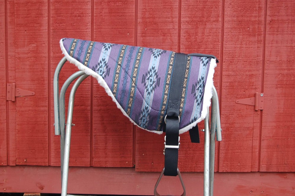 BAREBACK SADDLE PAD PURPLE ADJUSTABLE HORSE SIZE REMOVEABLE STIRRUPS