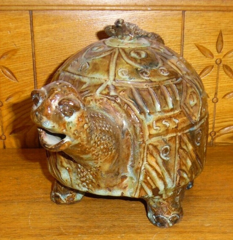 Decorative Studio Art Pottery Turtle Teapot