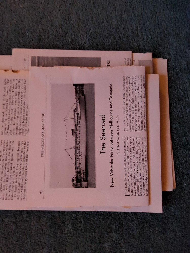 Xm52  Ephemera 1960 Article Searoad Ferry Melbourne Tasmania