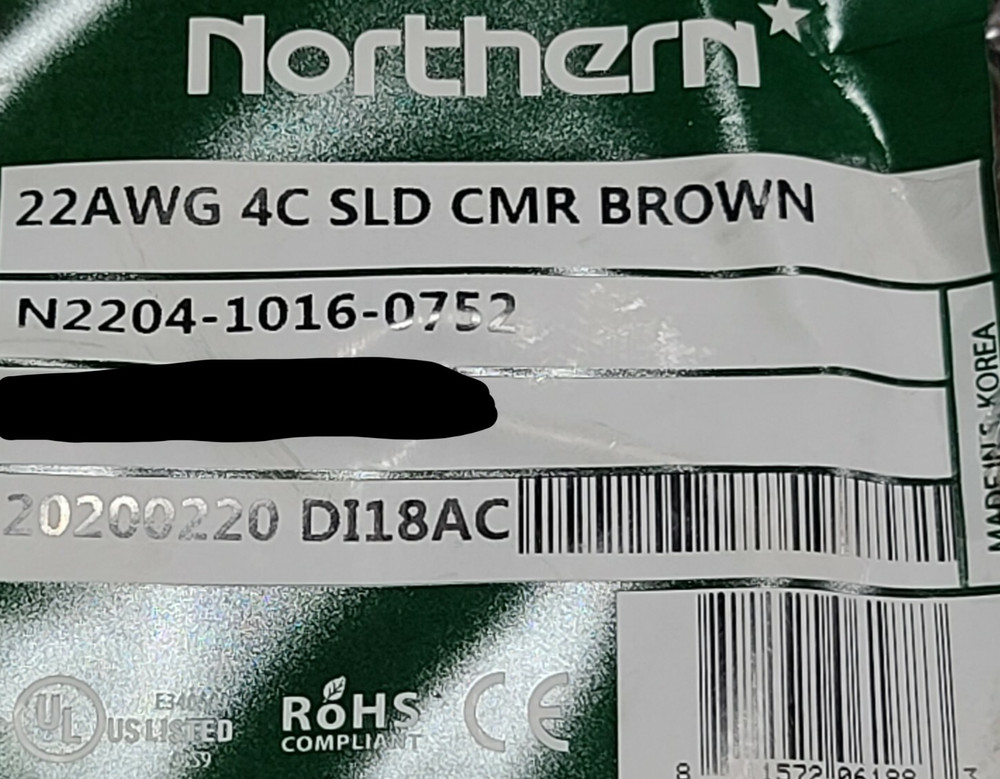 Northern N2204 22/4C Solid Conductor Security/Control Cable Riser Brown /100ft