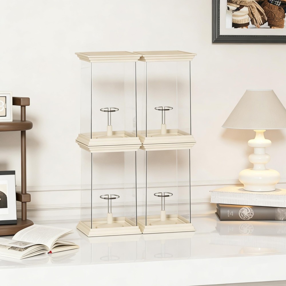 Clear Stackable Display Case , Transparent Display Box with Stand, Figurine D...
