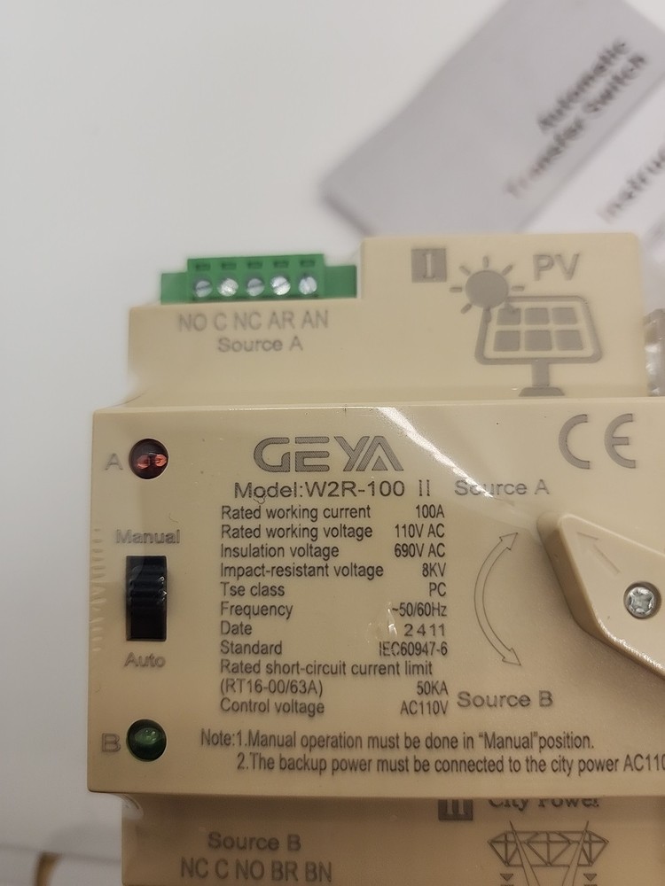 GEYA Automatic Transfer Switch W2R-100 II