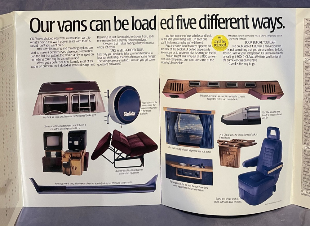 Gladiator Made by Glaval conversion van 1988 brochure