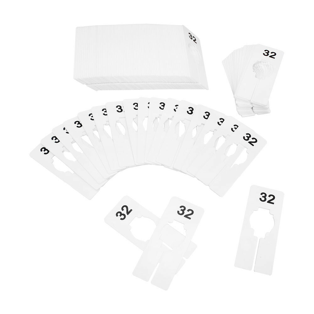 10 PC 2" x 5" Clothing Rack Size 32 Dividers Hangers White Plastic Rectangular
