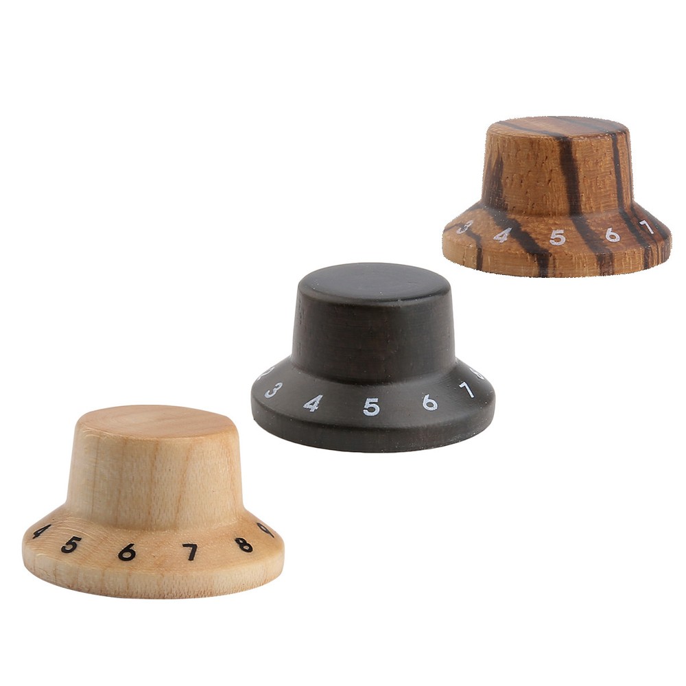 KAISH 4pcs Maple Wooden Knobs ST LP Style Bell Knobs Guitar Bass Top Hat Knob
