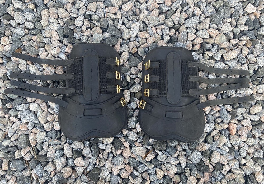 Black Leather Open Front Jump Boots With Neoprene Lining