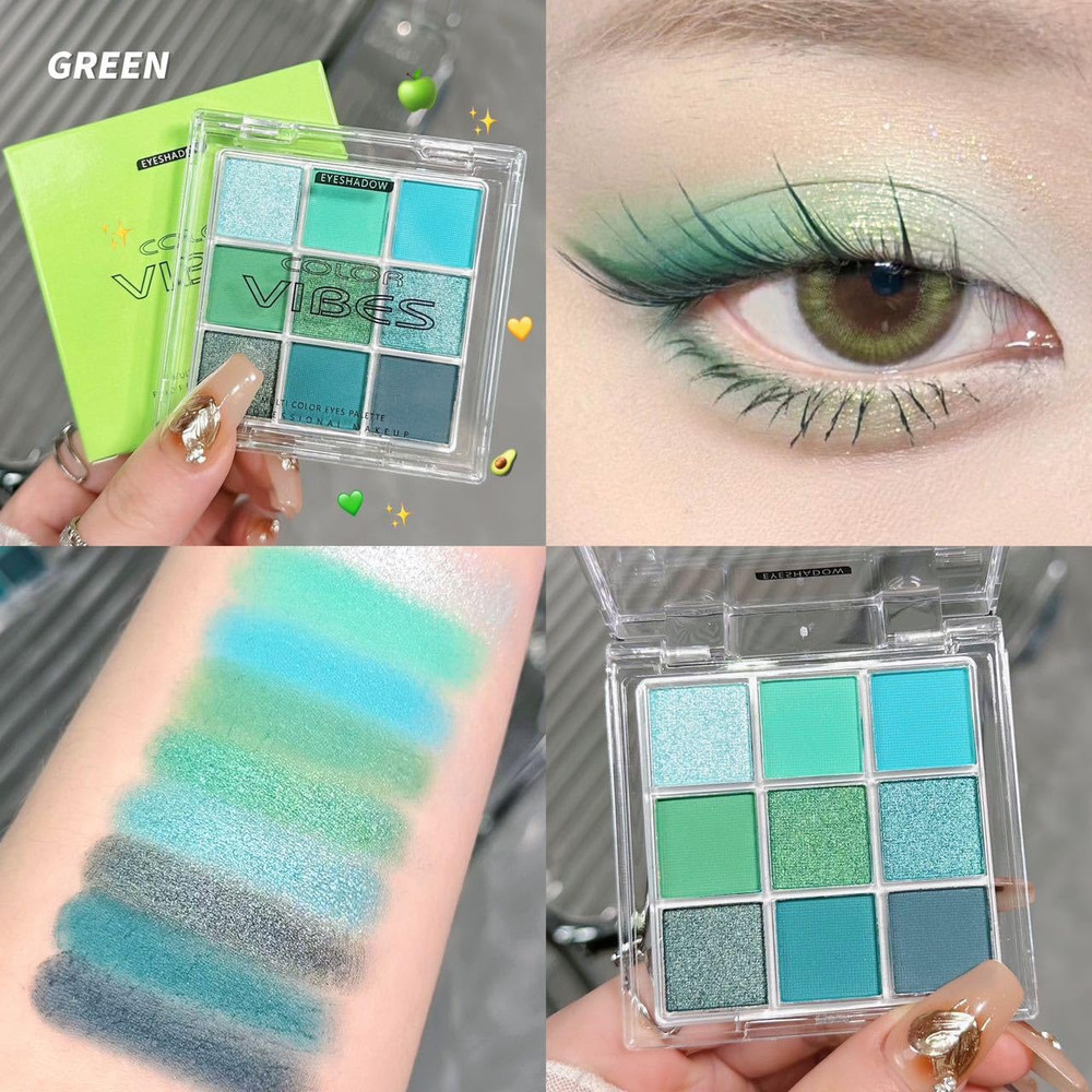9 Colors Eyeshadow Palette - Avocado Green Theme