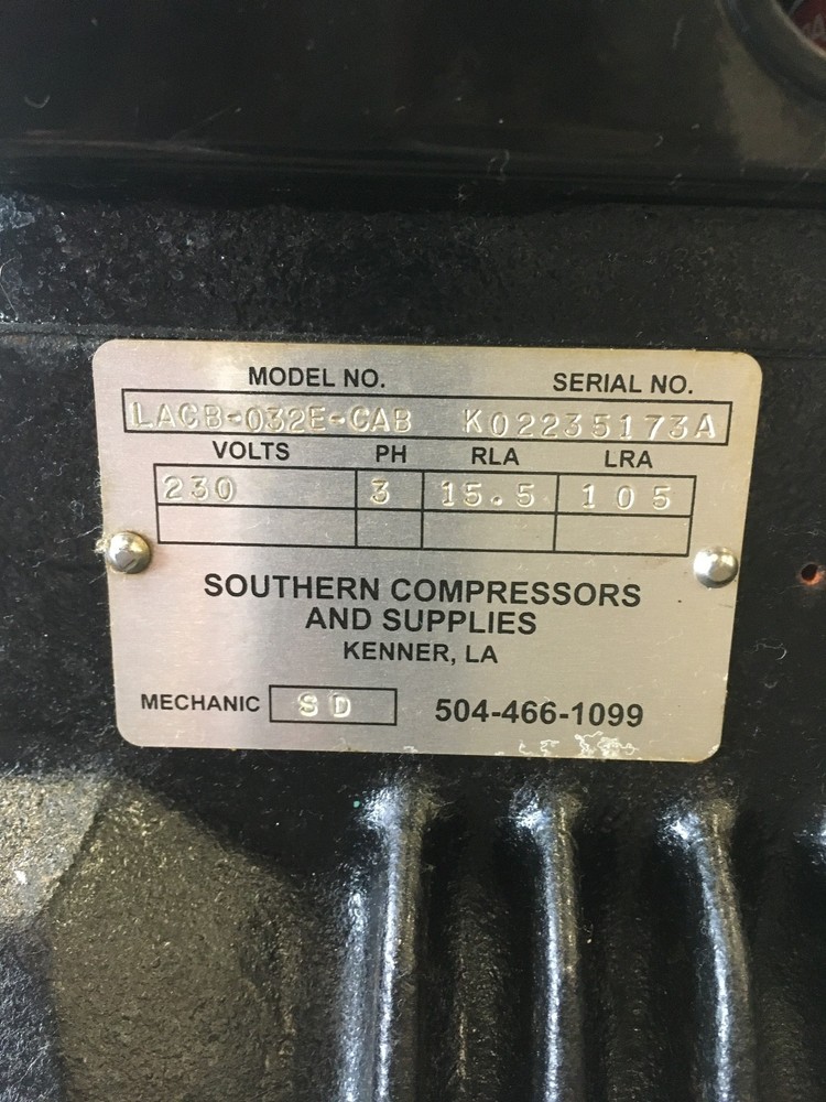 Copeland Compressor used LACB-032E-CAB 230v 3ph
