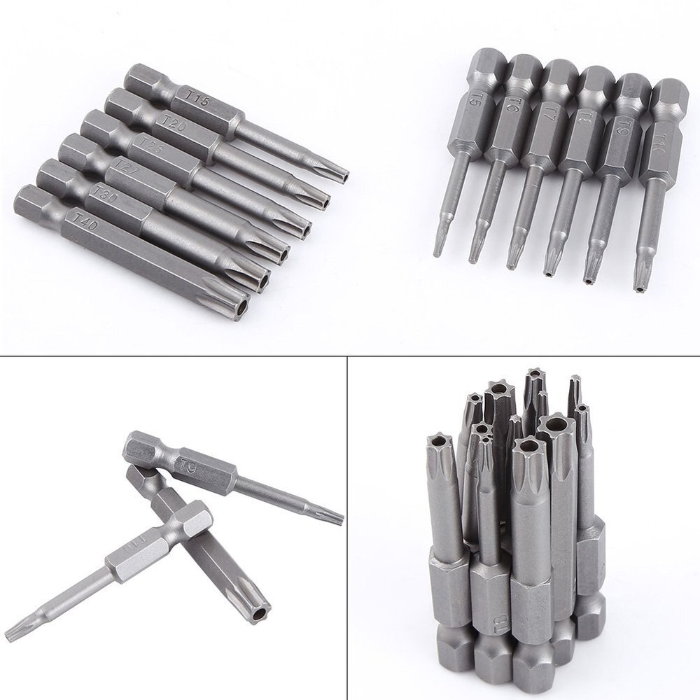 Security Torx Bit Set + Hex Key Allen Bit Set - For Power Drill & Impact Driver