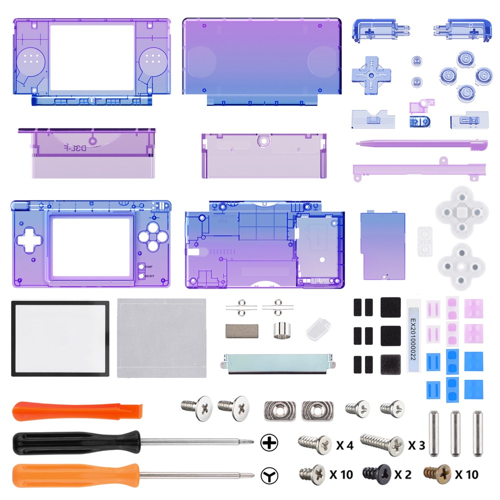 Gradient Translucent Bluebell Replacement Full Housing Shell for Nintendo DS Lit