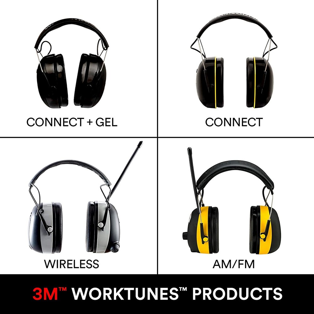 3M WorkTunes Electronic Hearing Protectors: Connect+ AM/FM with Bluetooth Techno
