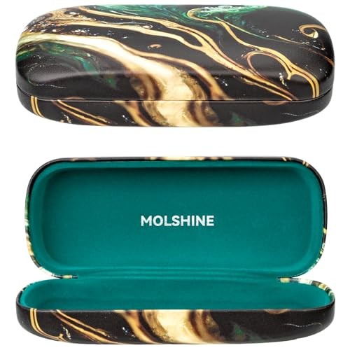Hard Shell Sunglasses Case, Classic Large Glasses Case for Emerald Marble