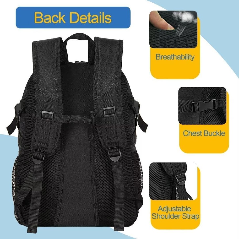 Basketball Backpack with Ball Compartment – Large Medium, Black