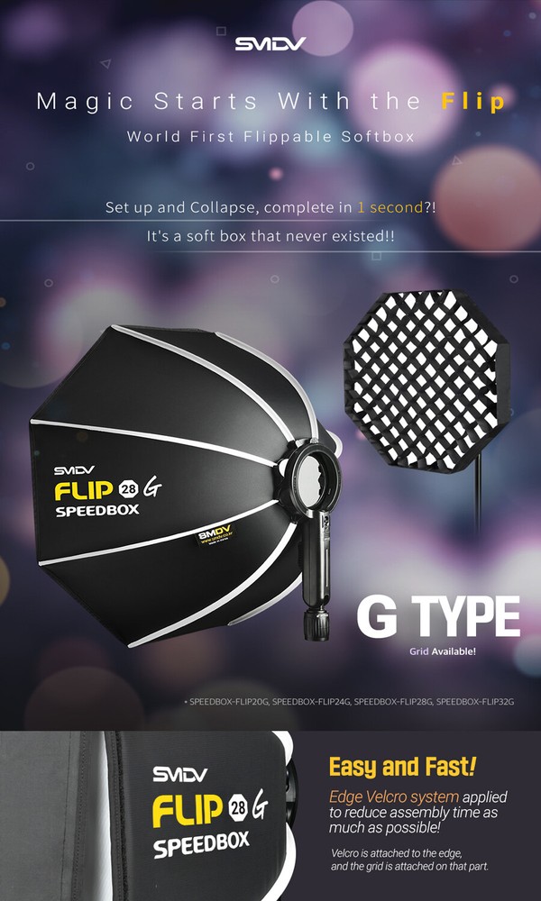 SMDV SPEED-BOX FLIP28G Quick Soft-box Diffuser for S-Light S-Lite Quantum Flash