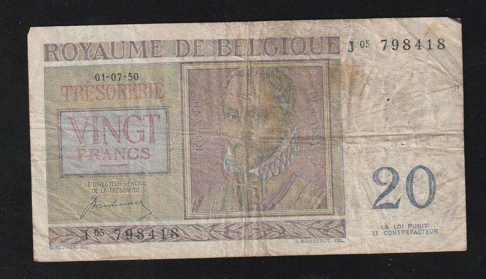 Belgium, 20 Francs, 1950, P-132, Banknote