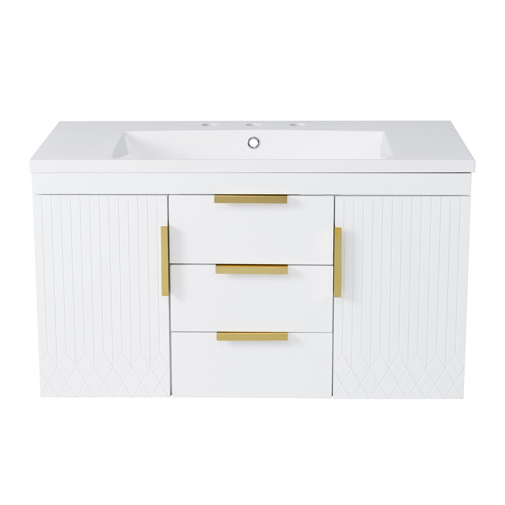 36'' Wall Mounted Bathroom Vanity, Floating Bathroom Storage Cabinet with 2 Dr