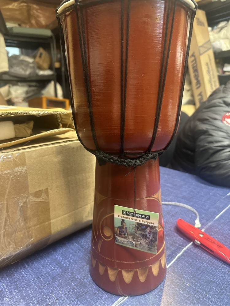 Natural Djembe Drum Handmade Abstract