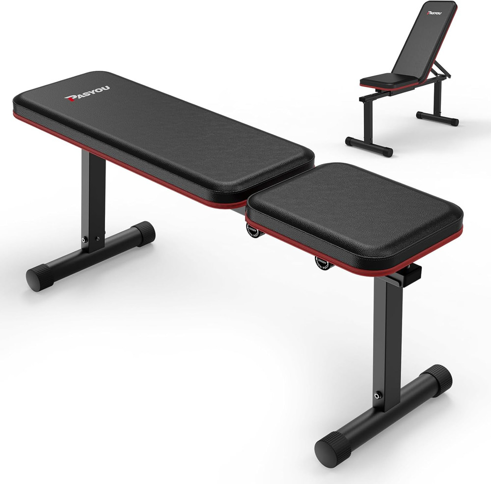 Adjustable Flat Weight Bench, Foldable Bench Press for Home Gym, Multi-Angle Inc