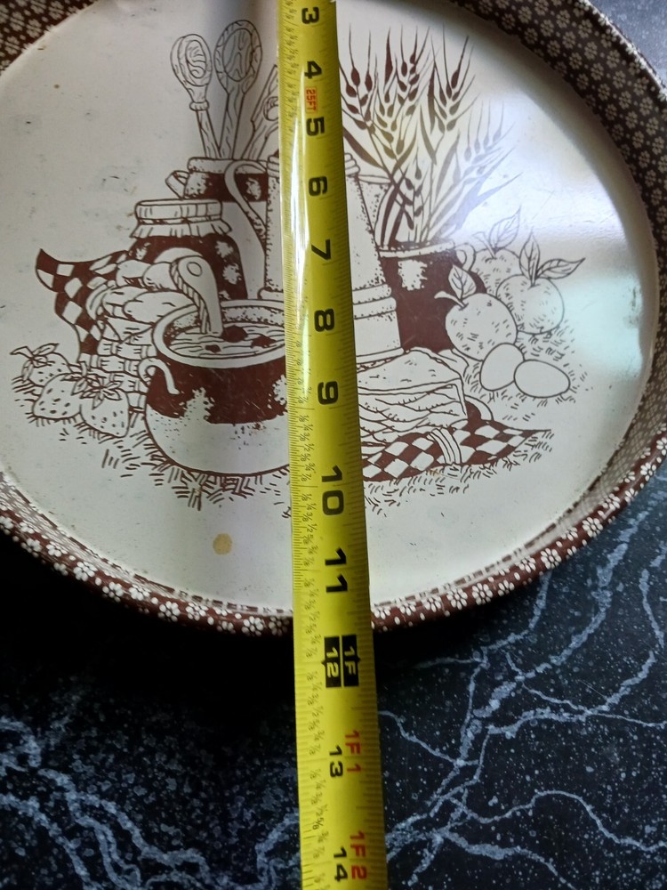 Tin Circle Tray Kitchen Decor White And Brown