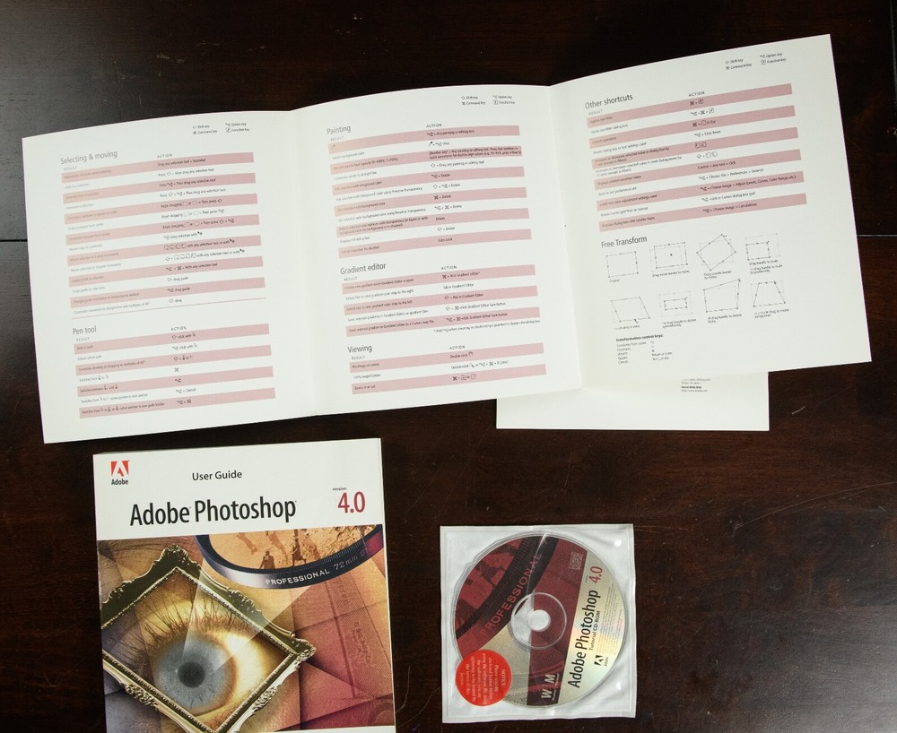 Adobe Photoshop 4.0 User Guide Manual, Tutorial CD, Getting Started Guide, etc.