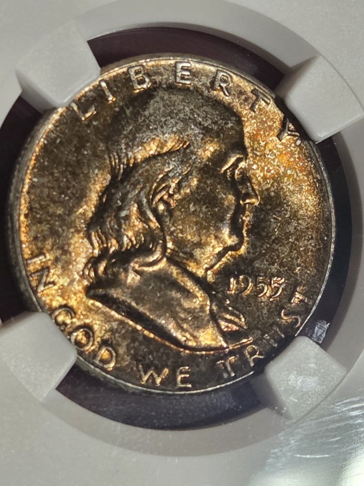 1955 Franklin Half NGC MS66 Toned