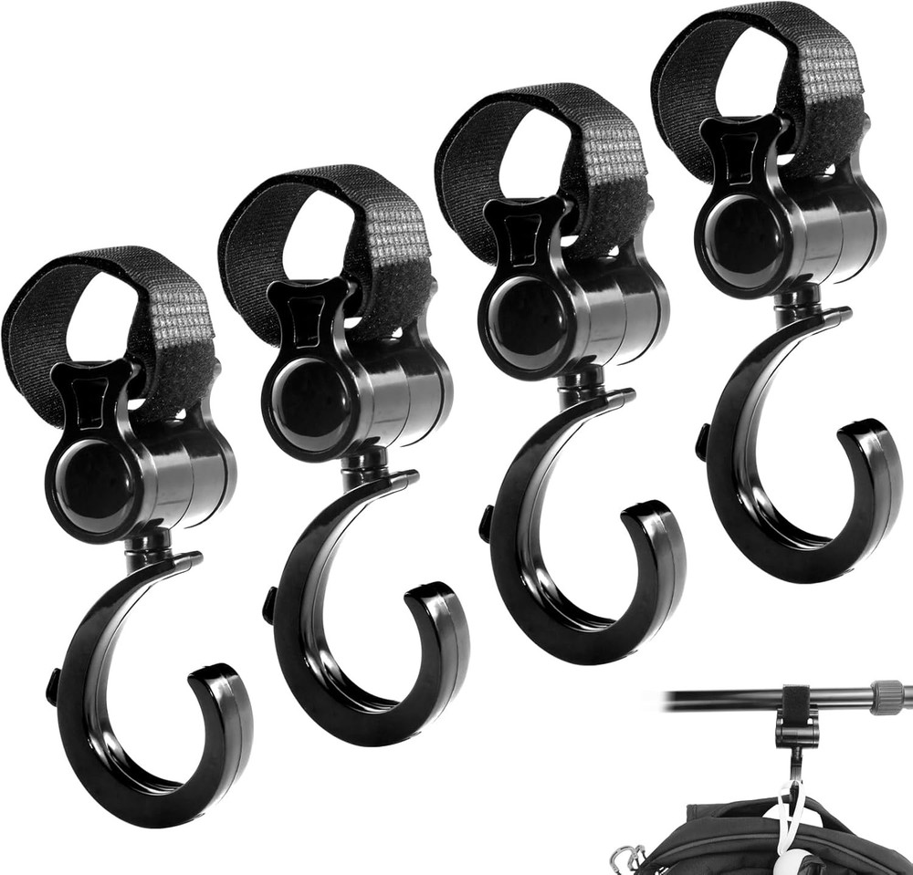 Stroller Hooks Hanging 360 Rotation 4 Pack