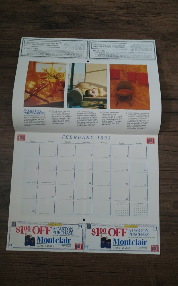 Montclair Cigarettes 1993 Calendar