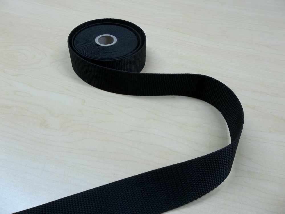 5 yds 1 1/2" Webbing Polypropyl Heavy Duty Poly Strapping strap black duffle bag