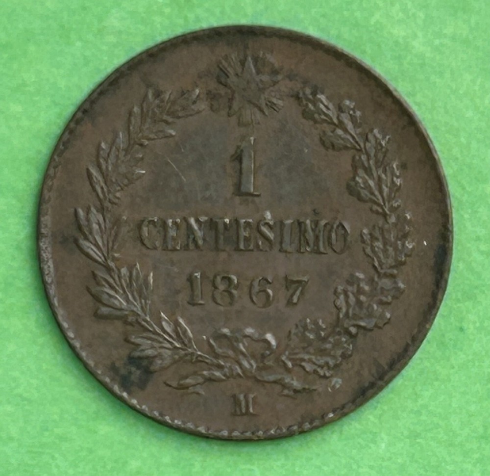 1867-M Italy 1 Centesimo Coin