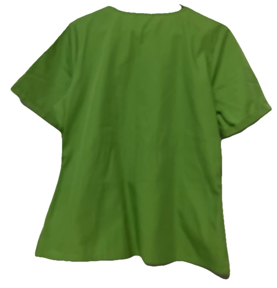 Cherokee Scrub Top Sz Medium Green Scoop Neck Pullover Logo