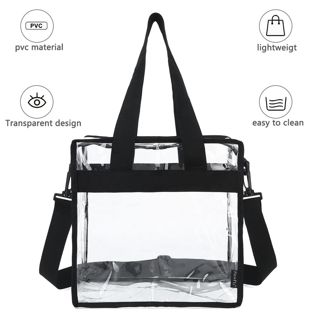 Lunch Bag Small Clear Work See through Plastic Box Adjustable Strap Bag Reusable