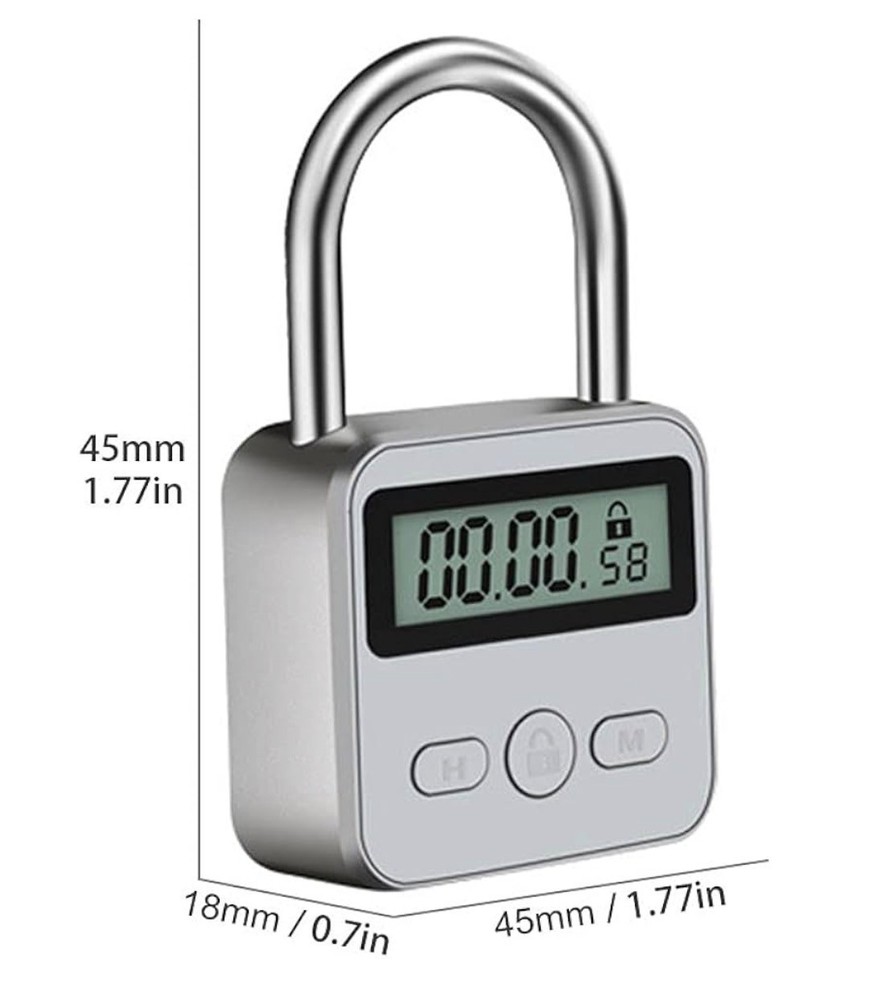 Metal Timer Lock, 99 Hours Max Timing Lock, USB Rechargeable Timer Padlock