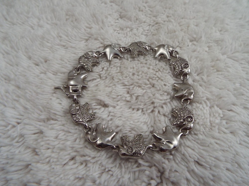 PBJ Sterling Silver Plated Elephant Link Bracelet