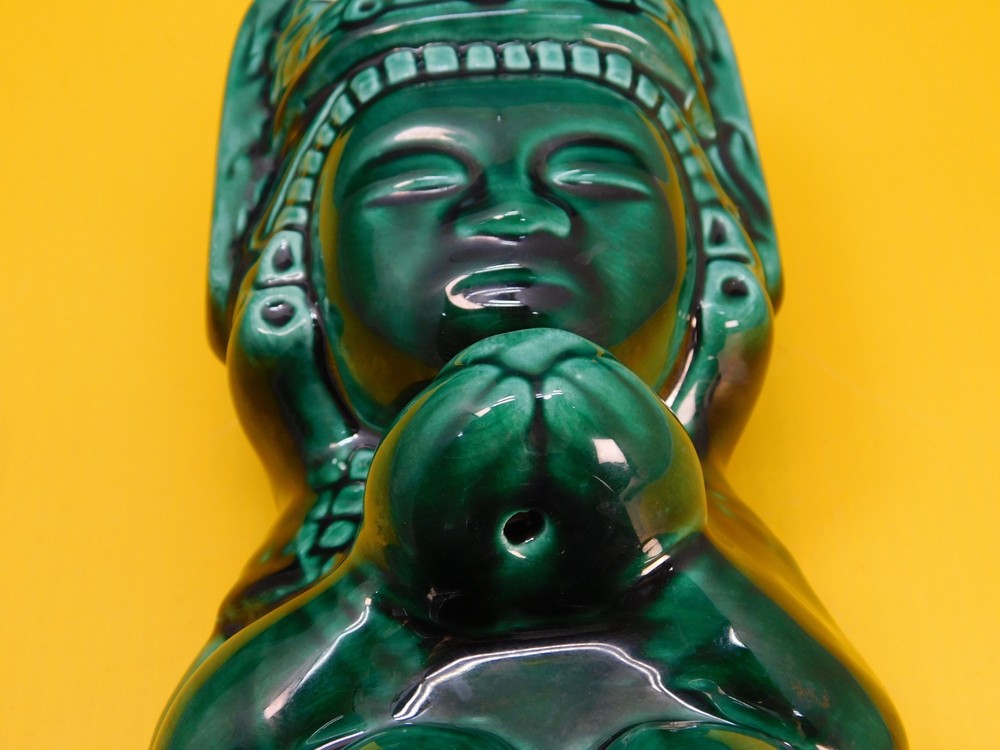 Vintage Kahlua Aztec ,Mayan, Tiki, Ceramic Bottle/ Decanter, Empty, 11.5"
