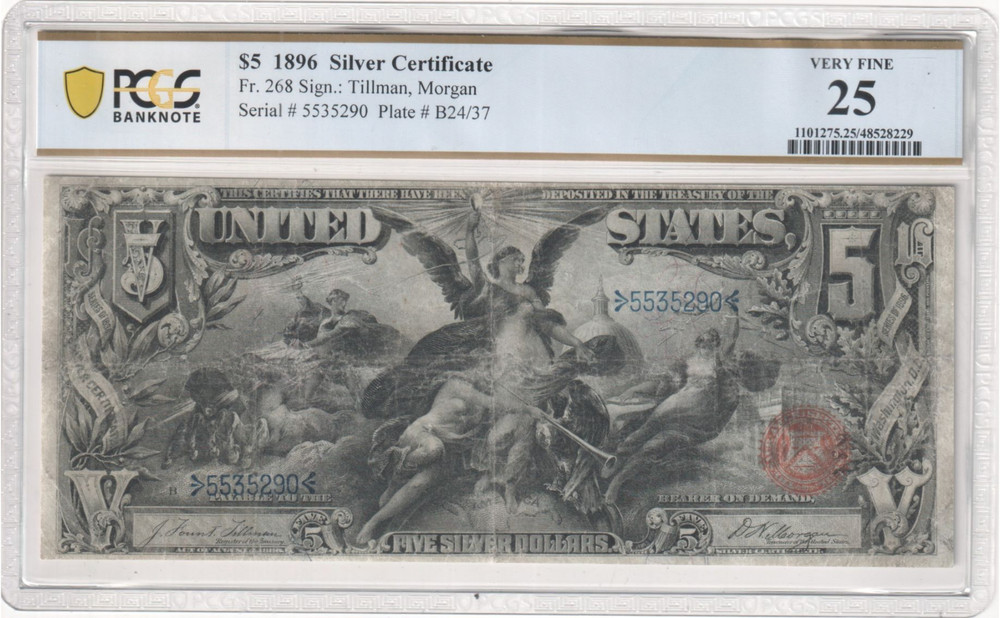 1896 $5 Silver Certificate FR#268 PMG VF25 Educational