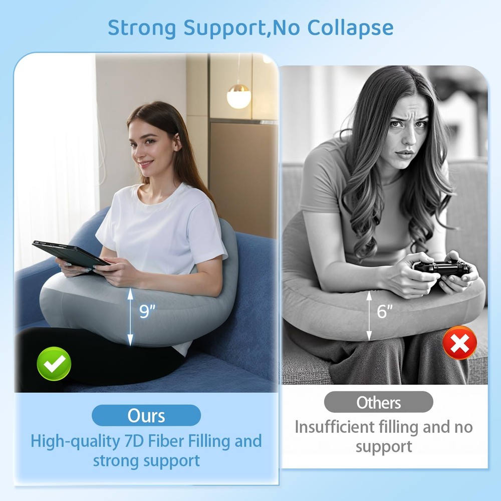 Pyurifai Crochet Pillow for Lap Support Reading Pillow for Laptop with Extra...