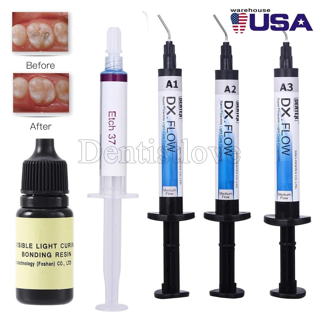 Dental A1/A2/A3 Medium Flowable Composite Resin Etching Gel Bonding Adhesive