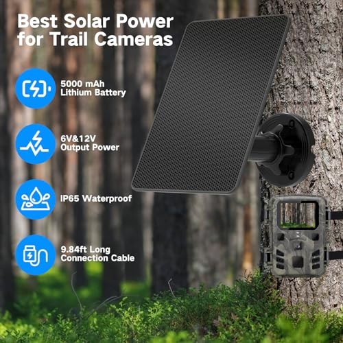 Trail Camera Solar Panel, Built-in 5000mAh Rechargeable Battery Solar Panel