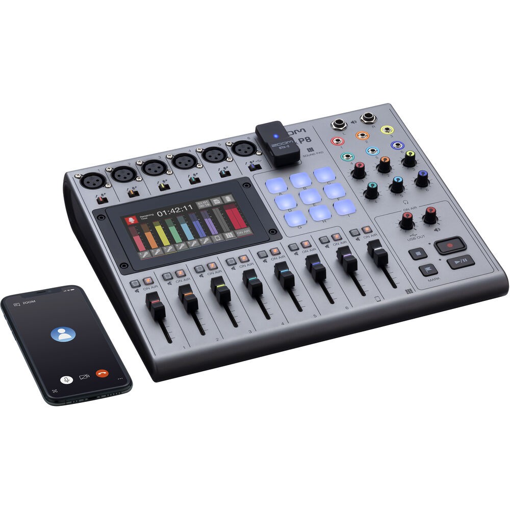 Zoom PodTrak P8 Podcast Recorder, 6 Microphone Inputs, 6 Headphone Outputs,