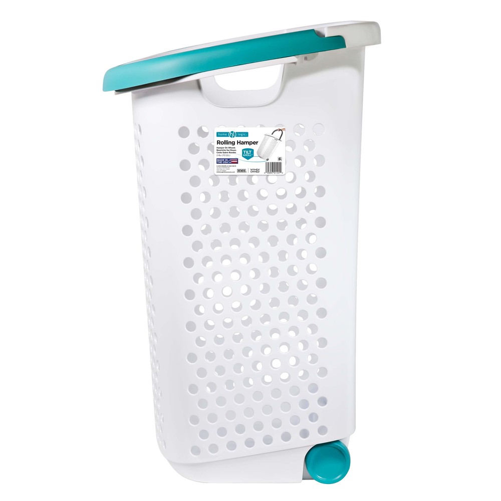(2 pack) Home Logic 2 Bushel Rolling Plastic Laundry Hamper