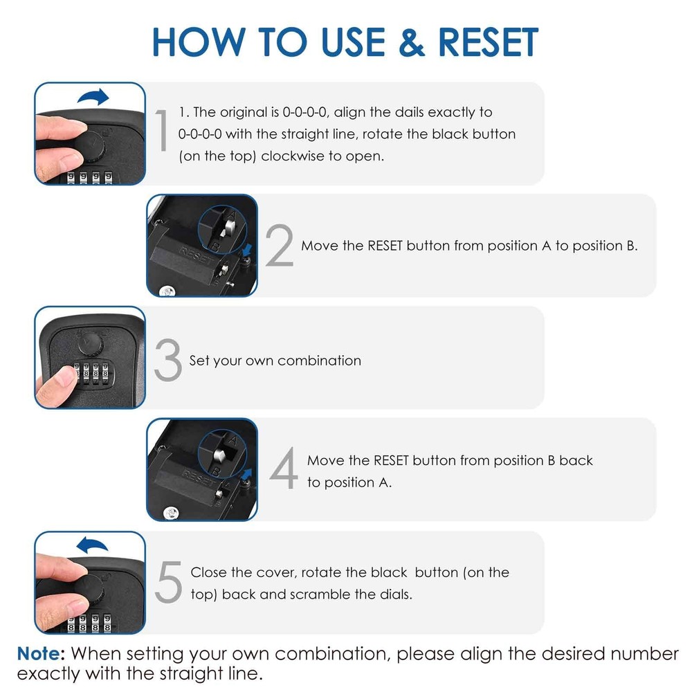 2 PACK Key Lock Box Wall Mount 4 Digits Combination Lockbox Outside Waterproo...