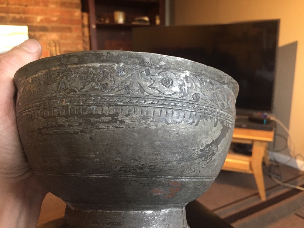 Antique Middle Eastern Tinned Copper Bowl