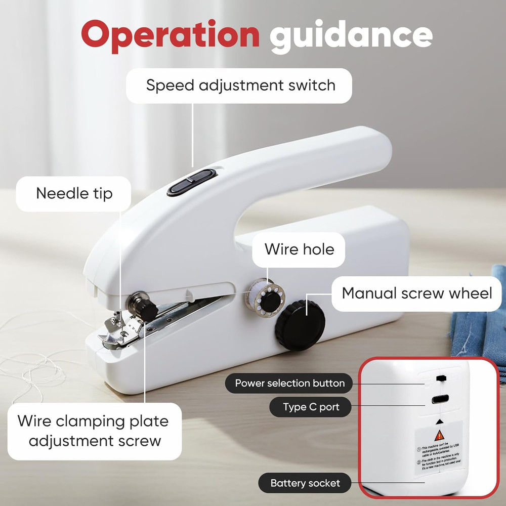 Portable Handheld Sewing Machine for Beginners – Mini Stitching Tool with 2 Spee