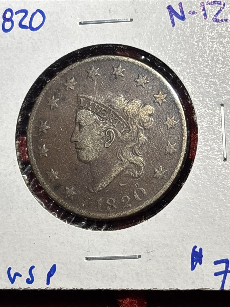 1820 1c N-12 Matron Head Large Cent