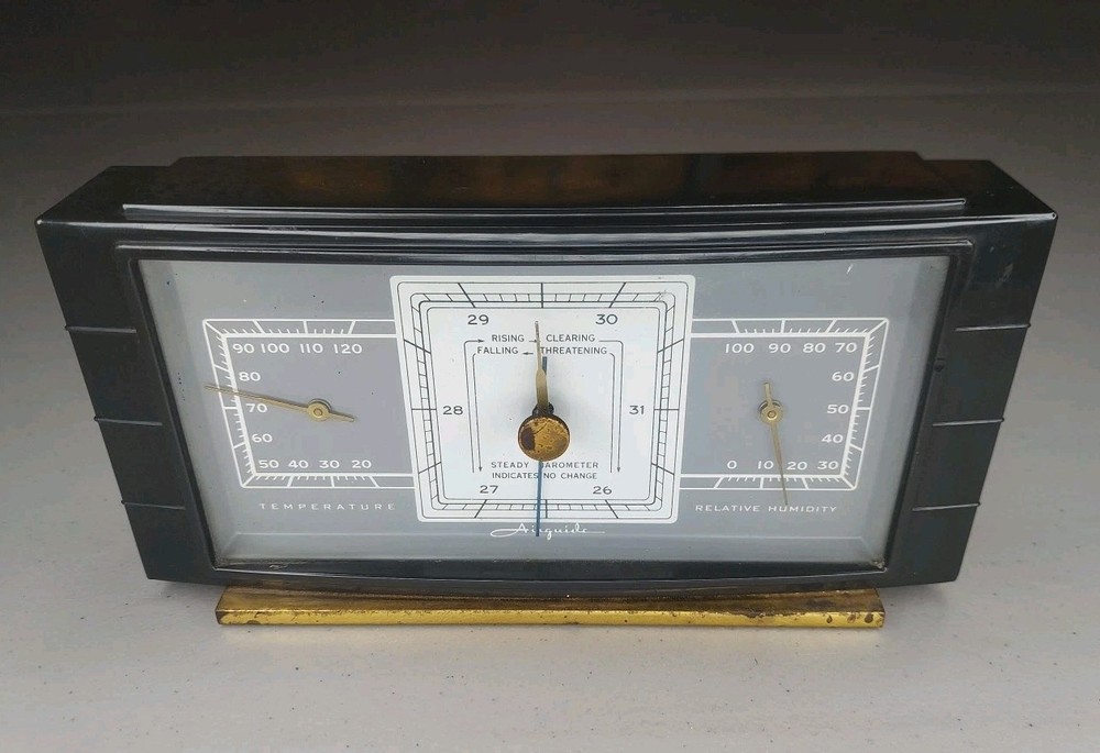 Vintage AirGuide Bakelite Temperature  Relative Humidity Barometer