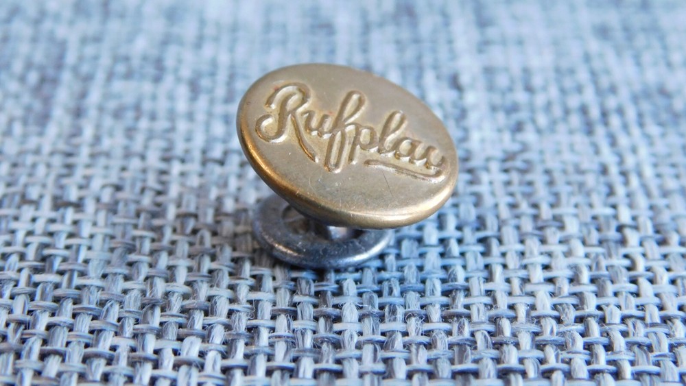 Antique Vtg Uniform Work Stud Button Rufplay Aprx: 9/16" #325-B