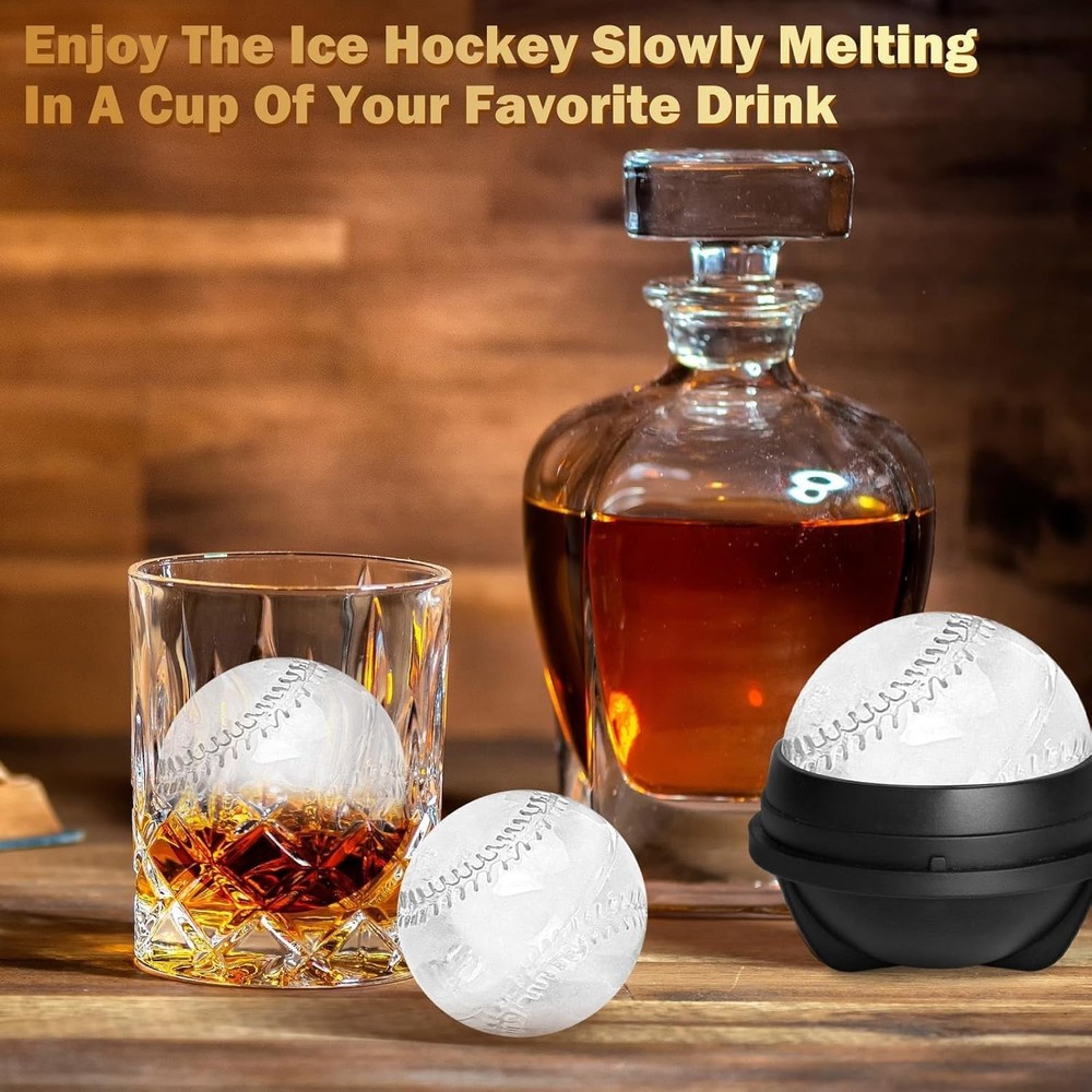2 Pack Baseball Ice Cube Mold 2.5 Inch Large Silicone 3D Baseball Ice Cube Molds