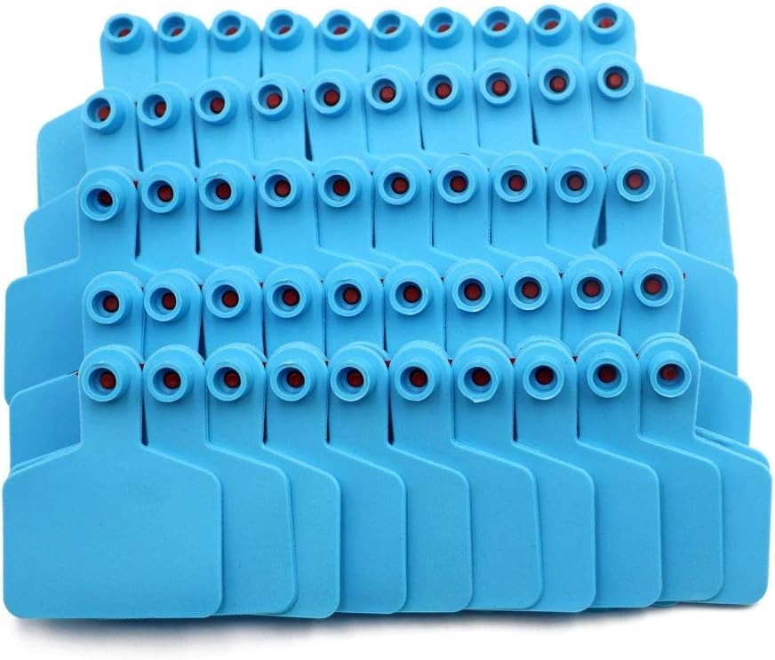 Cattle Ear Tags, Blank for Identification, 100 Pieces in Solid Blue - 3x2.48 in