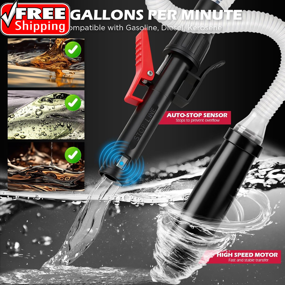 Automatic Fuel Transfer Pump with Auto-Stop Sensor(3.2 GPM), Battery Operated Ga
